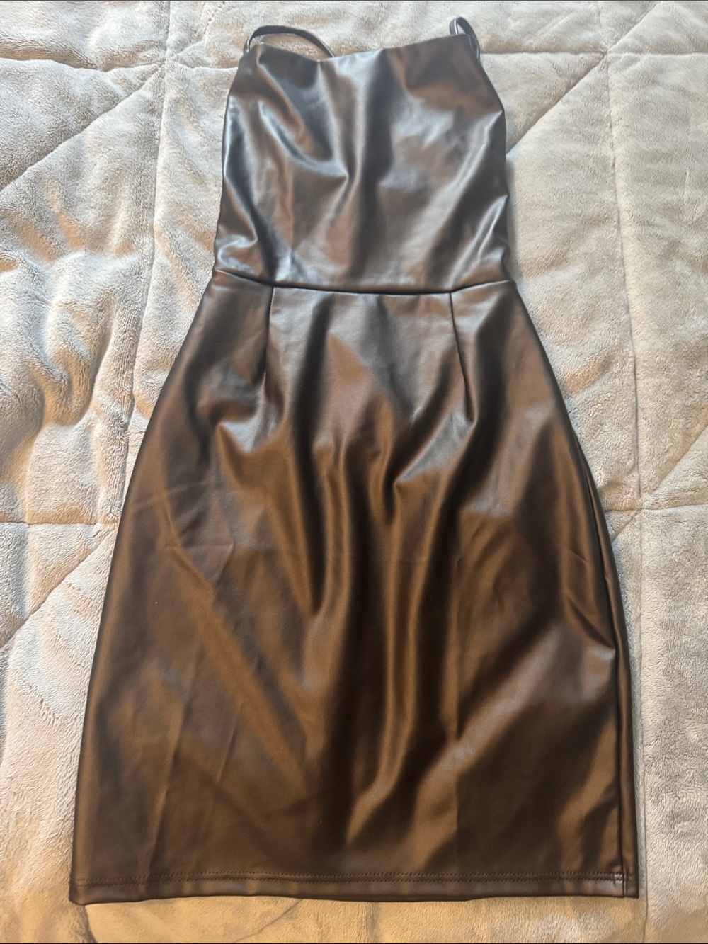 Black Faux Leather Bodycon Dress